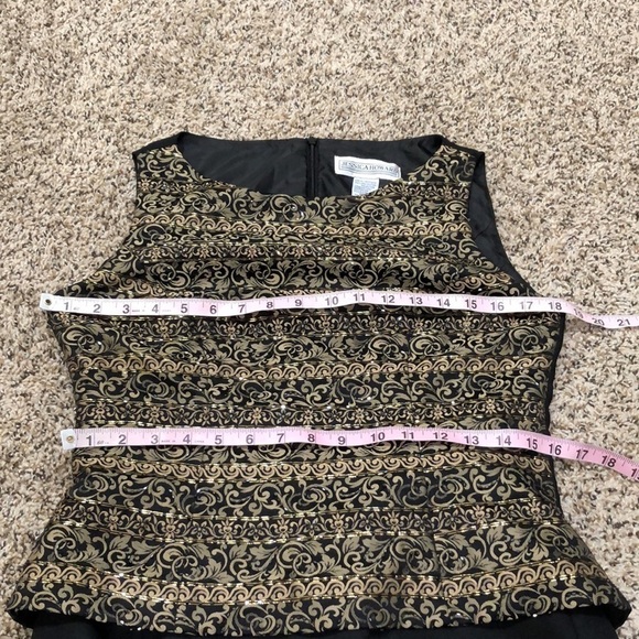 Jessica Howard Formal Dress Size 8 Black Gold Beaded Damask Scrollwork Brocade - Picture 9 of 10